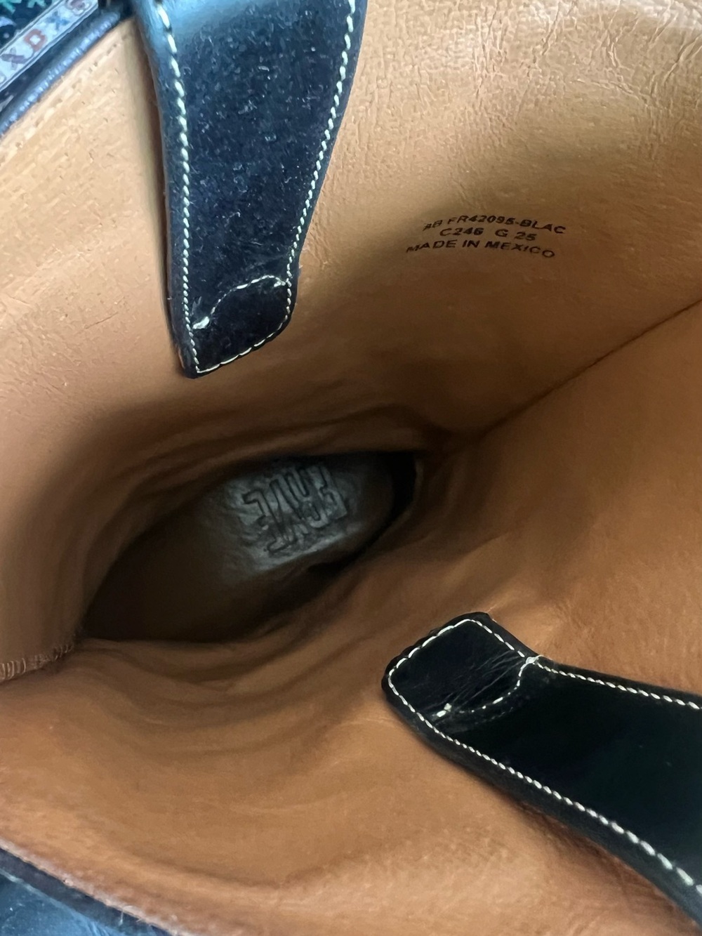 Frye Black Leather Western Boots with Contrast Stitching - Picture 2 of 3